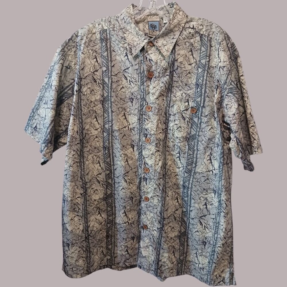 Gotcha Sport Mens Tropical Printed Button-Up Shirt Blue/ white Large